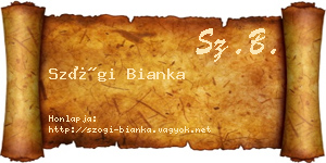 Szögi Bianka névjegykártya
